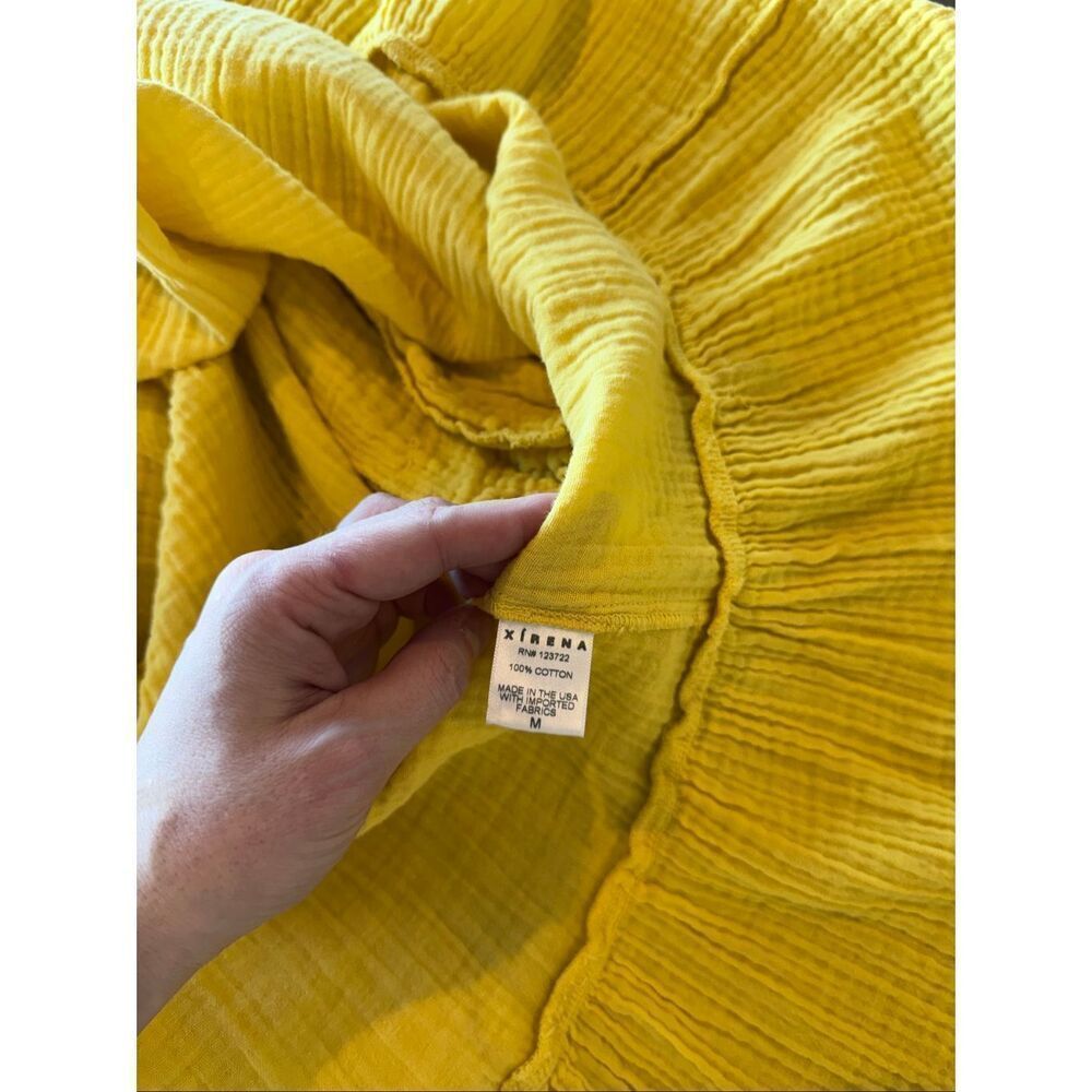 Xirena Reagan Dress Medium Yellow Limon Cotton Gauze Halter Midi Tiered Summer - Picture 8 of 8